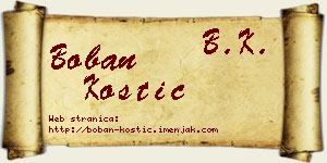 Boban Kostić vizit kartica